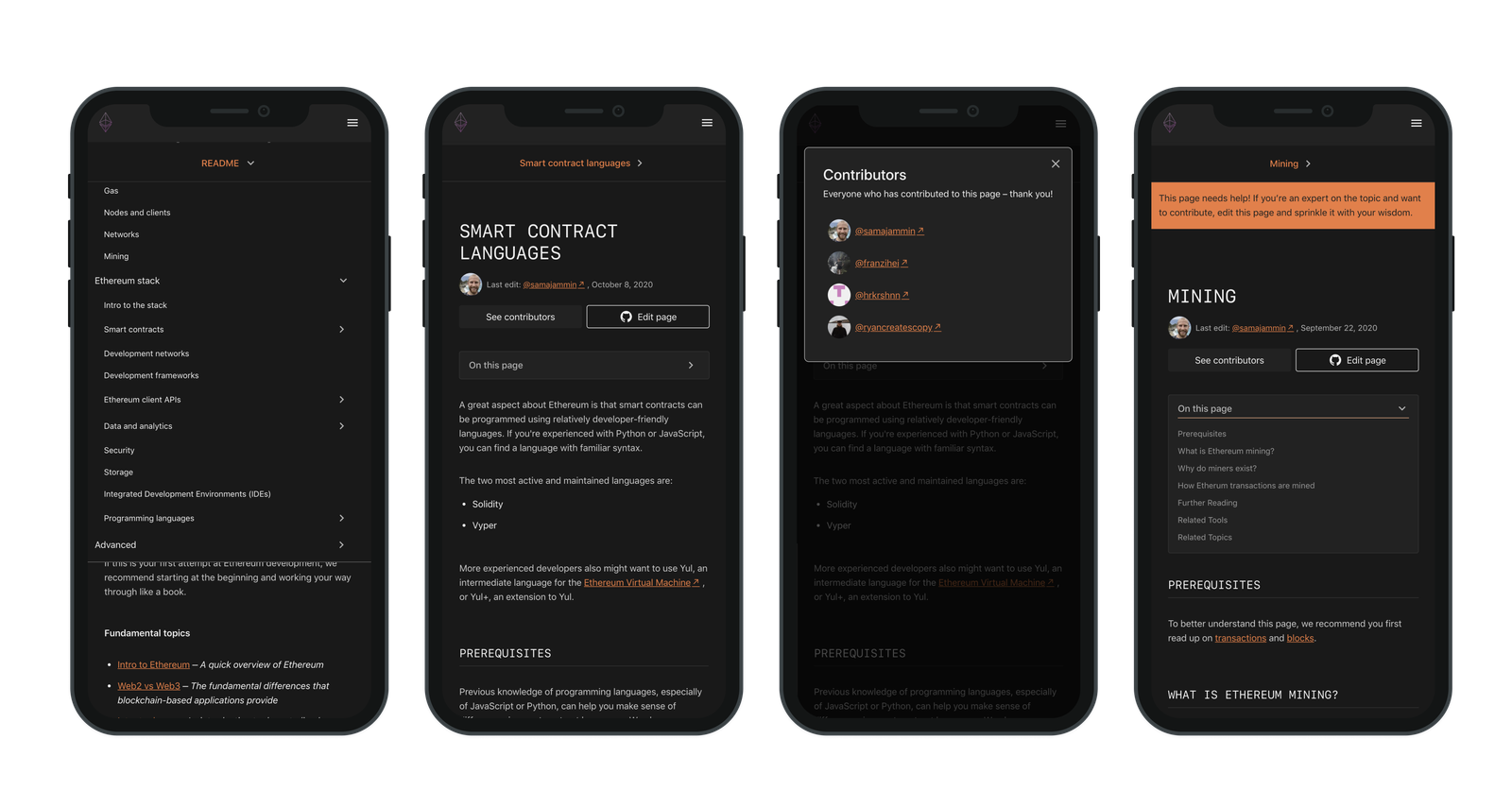 Die neue Dokumentation der Entwicklung von Ethereum.org auf Mobilgeräten