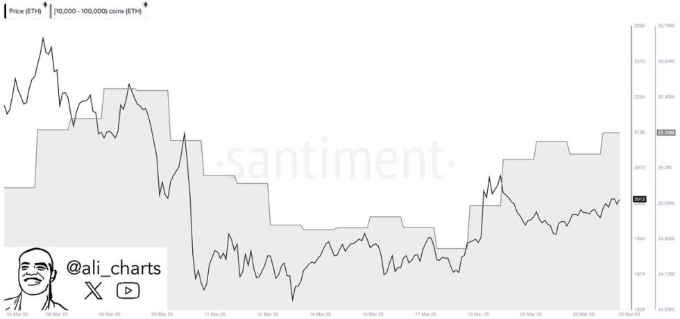 Ethereum Wale kaufte 470.000 ETH in einer Woche | Quelle: Ali Martinez auf x