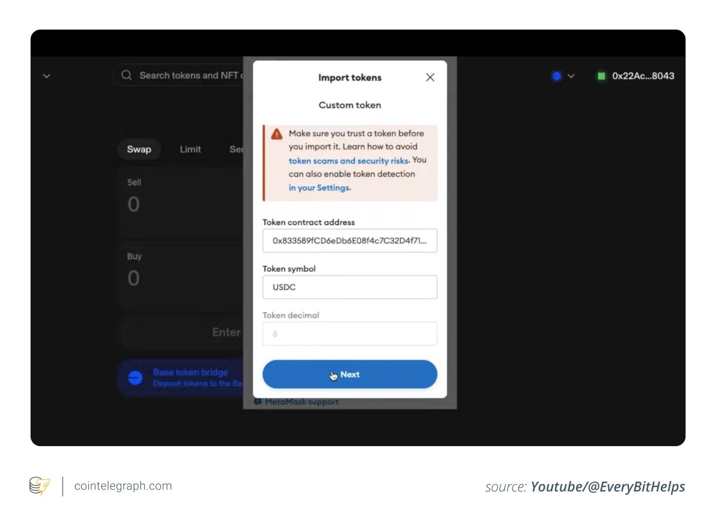 Importing tokens to MetaMask Importing tokens to MetaMask