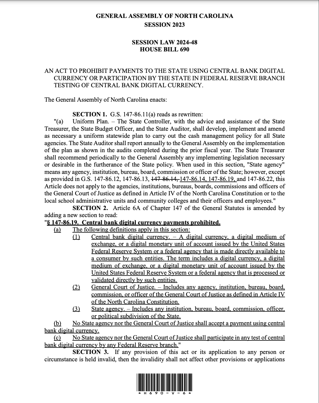 Bitcoin Regulation, USA, North Carolina