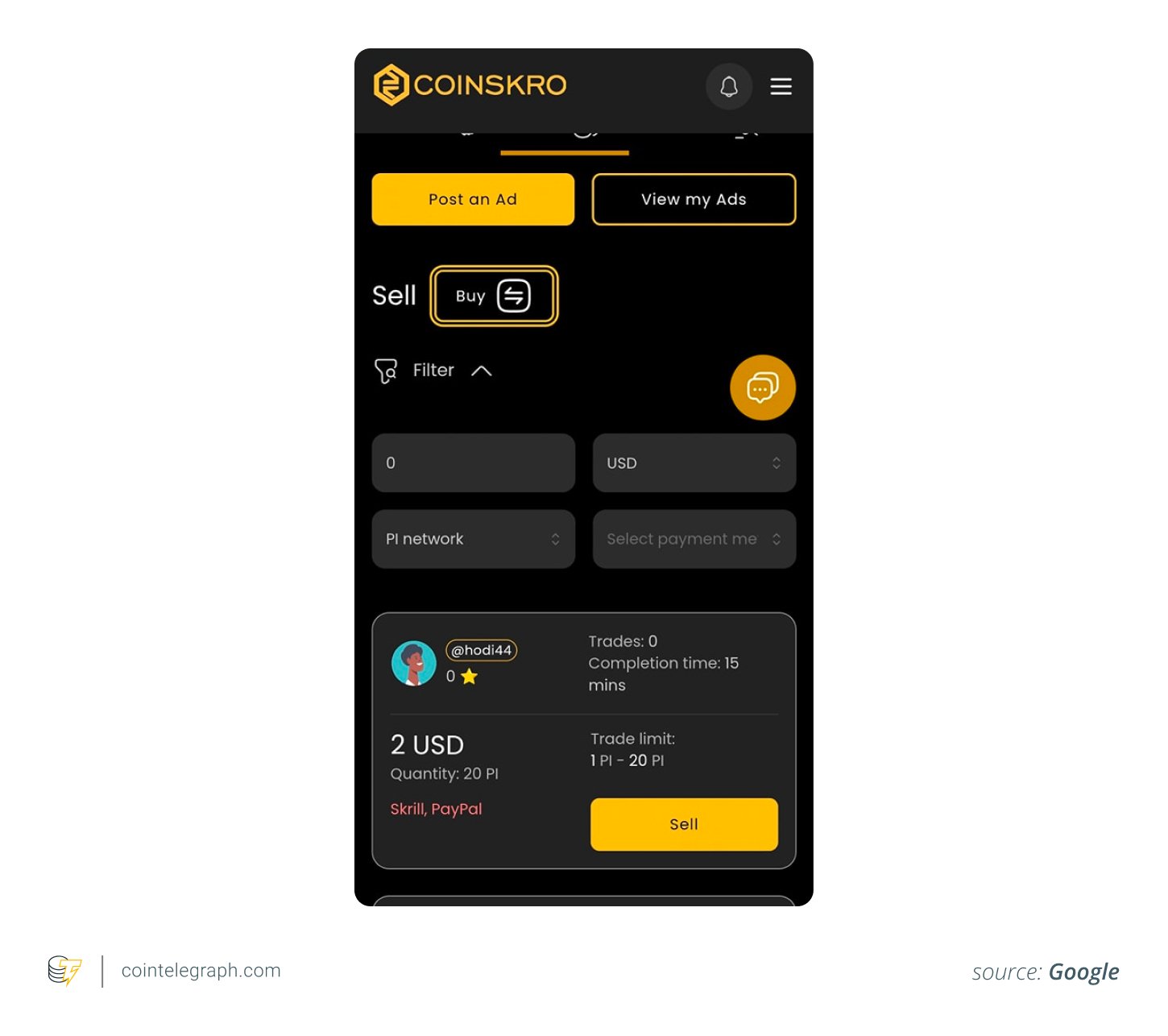 P2P auf Coinskro