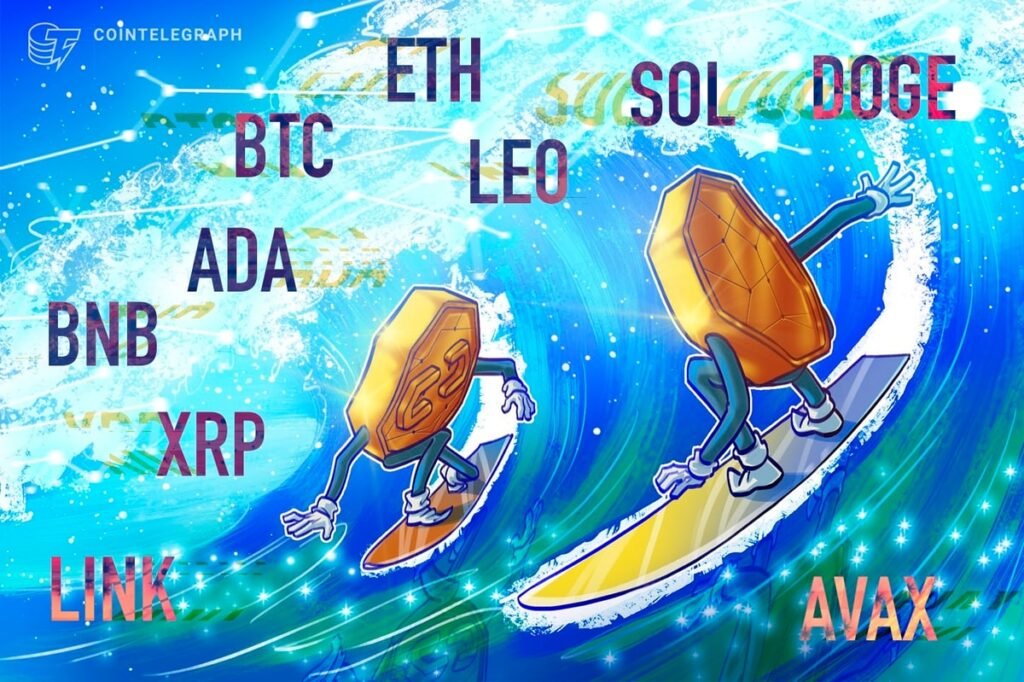 BTC, ETH, XRP, BNB, SOL, DOGE, ADA, Leo, Link, Avax