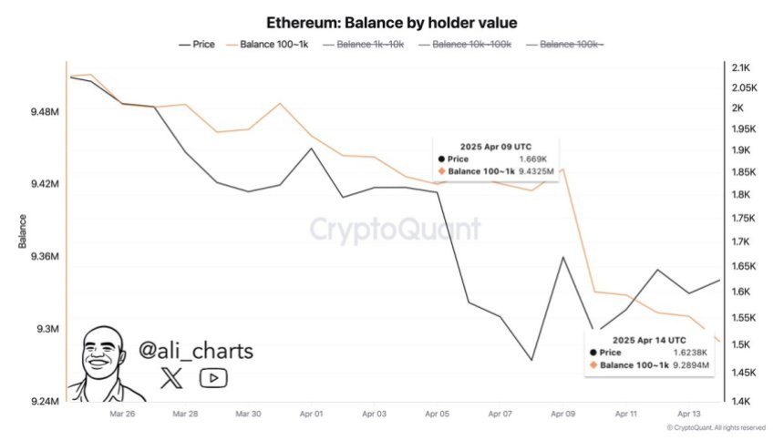Ethereum -Saldo nach Inhaber Value | Quelle: Ali Martinez auf x