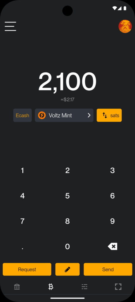 Zeus Cashu user balance. 