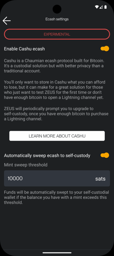 Zeus Cashu explanation page. 
