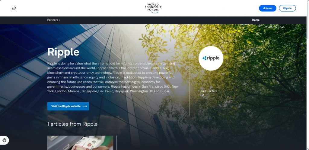 Weltwirtschaftsforum -Präsentation Folie zeigt, wie XRP -Ledger für die Schuldentokenisierung verwendet wird