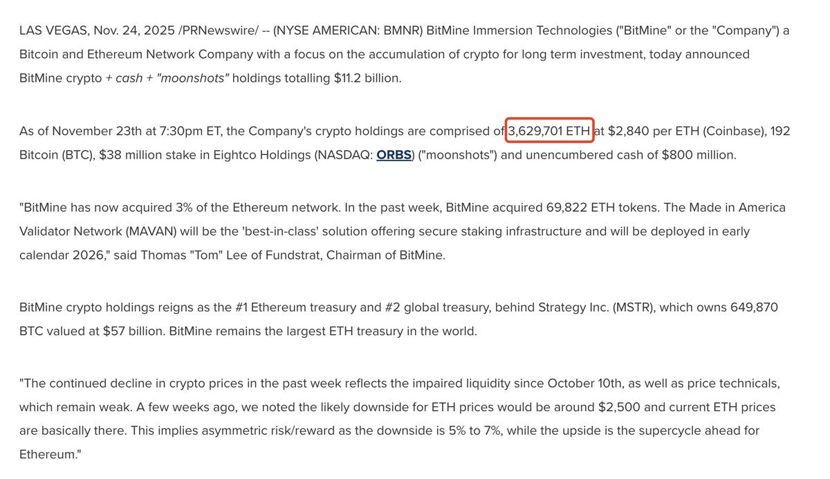 Bitmine-Pressemitteilung | Quelle: Bitmine