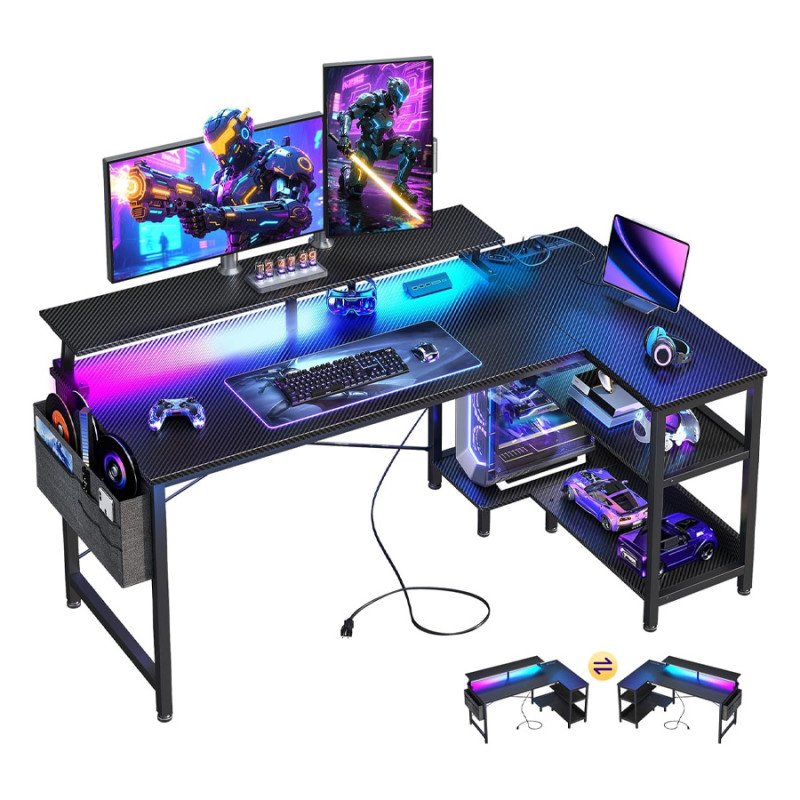 Amazon verkauft einen L-förmigen Gaming-Schreibtisch für 130 US-Dollar mit LED-Beleuchtung und Stauraum für nur 90 US-Dollar