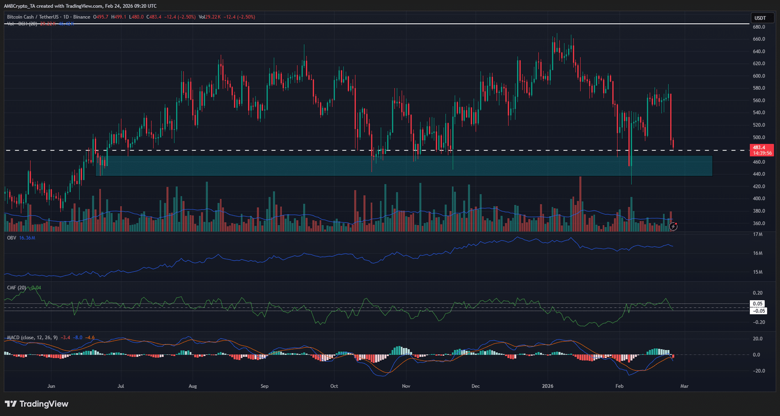 Bitcoin Cash 1-Tages-Chart