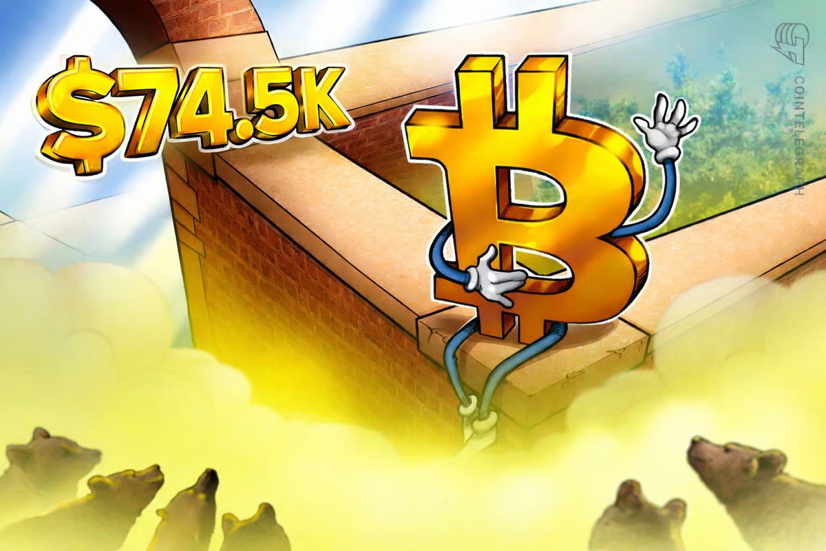 Der Bitcoin-Bullenmarkt könnte neu starten, wenn die 74,5.000-Dollar-Marke durchbrochen wird