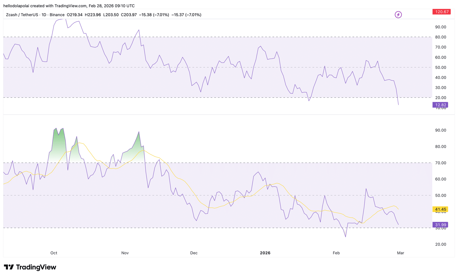 Technisches Indikatordiagramm von ZEC.