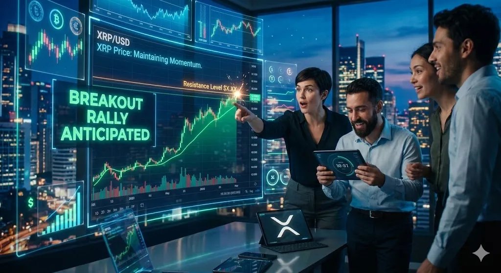 Der XRP-Preis behält seine Dynamik bei, da Händler eine Ausbruchsrallye erwarten