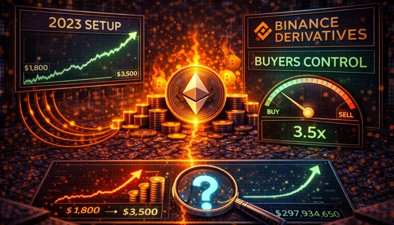 Ethereum spiegelt ein Setup von 2023 wider, da Käufer die Kontrolle über Derivate auf Binance übernehmen