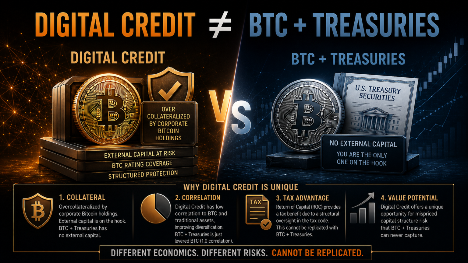 Digitale Kredite können nicht mit Bitcoin und Staatsanleihen repliziert werden