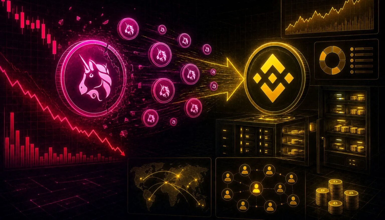 Uniswap-Preis sinkt, da Binance Millionen von Token absorbiert – Händler beobachten