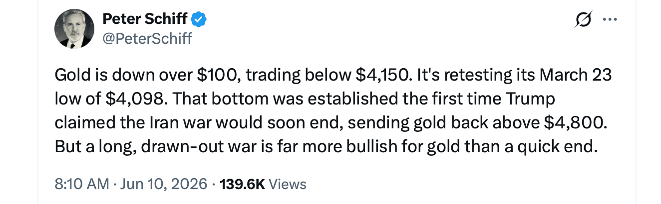Peter Schiff X-Beitrag. 
