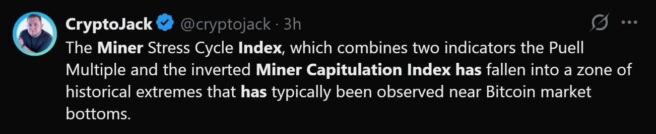Tweet über den jüngsten Rückgang der Mining-Schwierigkeit bei Bitcoin.