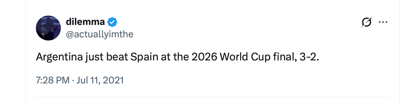 UFC-Champion Conor McGregor riskiert 100.000 US-Dollar für die virale 3:2-WM-Prophezeiung mit einem Zahltag von 3,6 Millionen US-Dollar Screenshot des Dilemma-X-Beitrags aus dem Jahr 2021.