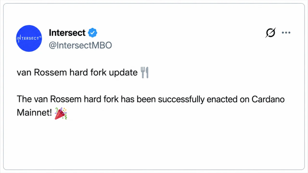 Cardano löst den ersten vollständig On-Chain gesteuerten Hard Fork in der Netzwerkgeschichte aus