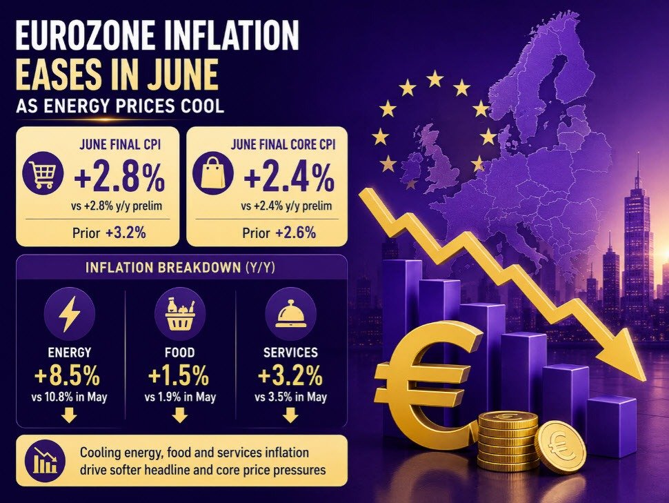 Die Inflation im Euroraum bestätigte, dass sie im Juni leicht nachgelassen hat
