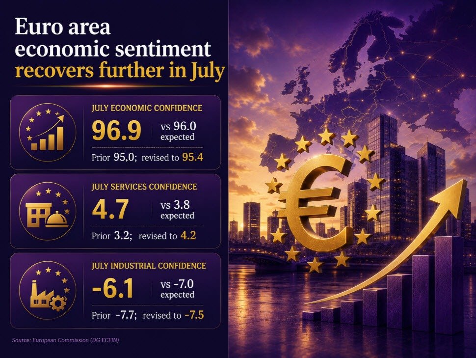 Die Wirtschaftsstimmung im Euroraum erholt sich im Juli weiter